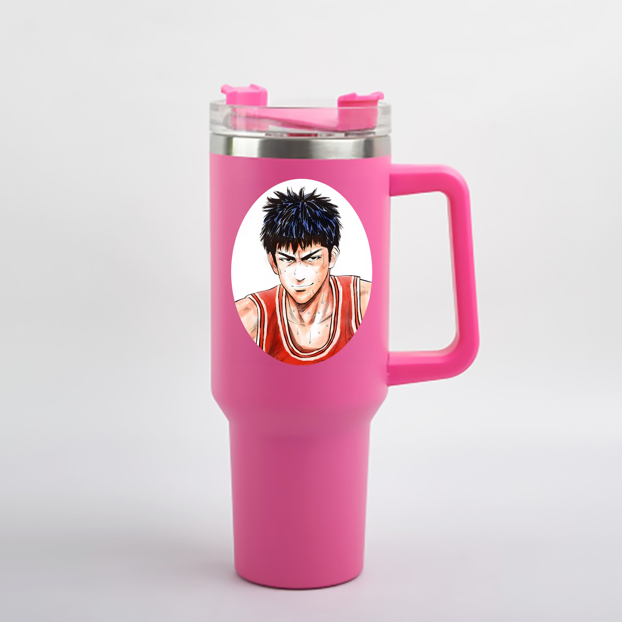 （画像用） SLAM DUNK／スラムダンク 1200mL車用タンブラー - クリスタルステッカー（プラスチックストロー付き）
